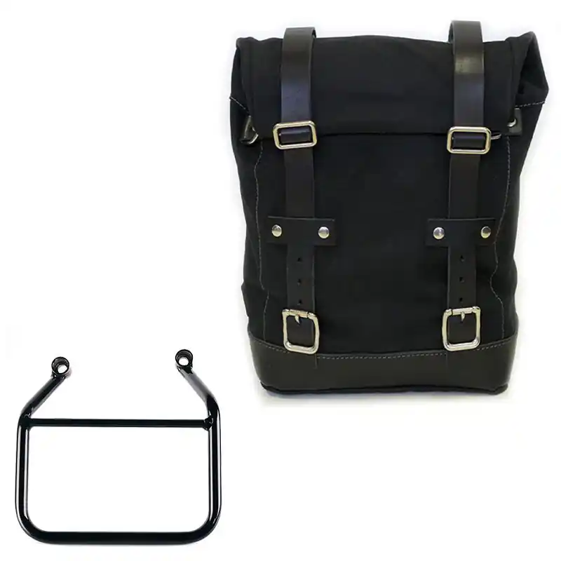 Prix Bas Sacoche latérale gauche en toile 10L-14L + cadre Triumph Scrambler 400 X – noir/noir