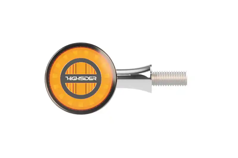 Authentique HIGHSIDER Pro Rocket Bullet LED Indicator boîtier chromé / lentille gris fumée (paire), avant & arrière