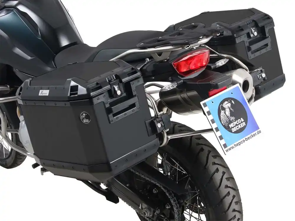 Acheter En Ligne Kit de support de valise Cutout Support en acier inoxydable y compris kit de valise Xplorer Cutout noir pour BMW F 850 GS