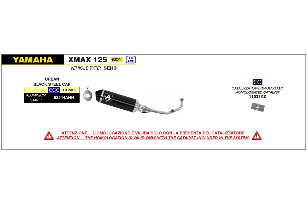 ARROW Auspuff DARK URBAN für Yamaha XMAX 125 Modelljahr 2021-2022 Prix Promo