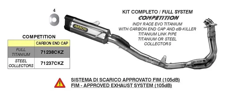 Must-Have ARROW COMPETETION Komplettanlage mit Veloce Endschalldämper für Triumph Daytona 660 2024- Edelstahl