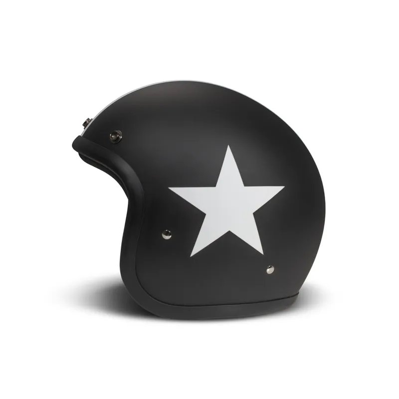 DMD casque jet rétro, noir, mat, Star Black, fibre de verre, ECE 22.06 XS Pas Cher