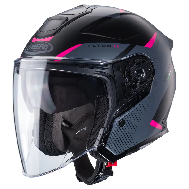 Produit De Marque Caberg casque Flyon II Boss noir mat/gris fuchsia XS
